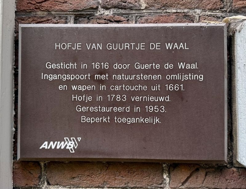 Hofje van Guurtje de Waal / Guurtje de Waal Almshouse Marker image. Click for full size.