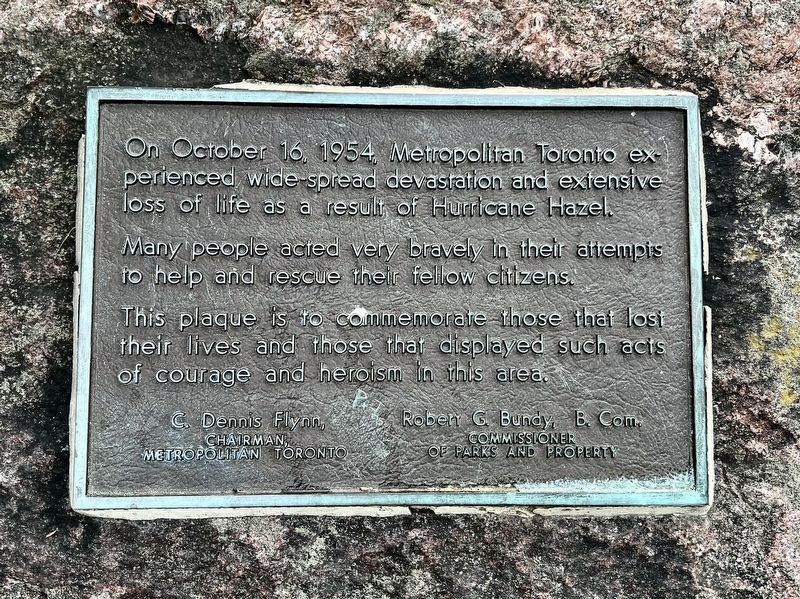 Hurricane Hazel Marker. Click for full size. Hurricane Hazel Marker image. Click for full size.