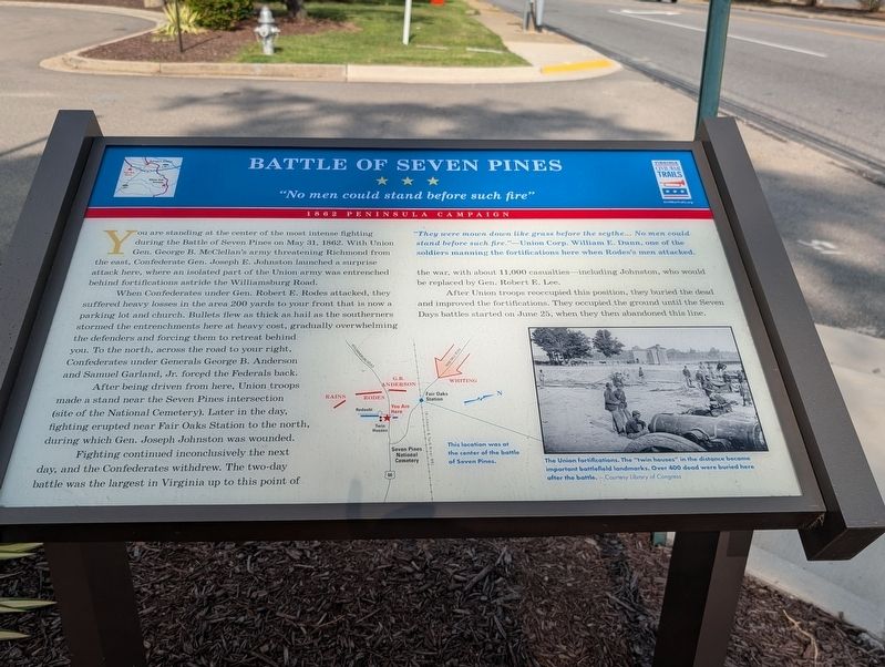 Battle of Seven Pines Marker. Click for full size. Battle of Seven Pines Marker image. Click for full size.