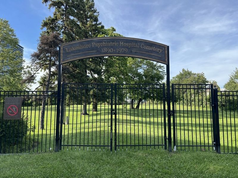 Lakeshore Asylum Cemetery c.1890-1979 gates. Click for full size. Lakeshore Asylum Cemetery c.1890-1979 gates image. Click for full size.