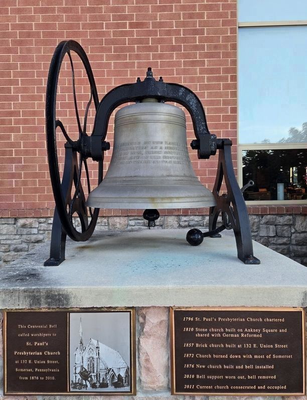 St. Paul's Presbyterian Church Bell and Marker image. Click for full size.