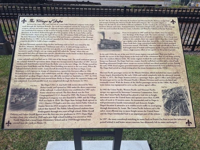 The Village of Dupo Marker. Click for full size. The Village of Dupo Marker image. Click for full size.