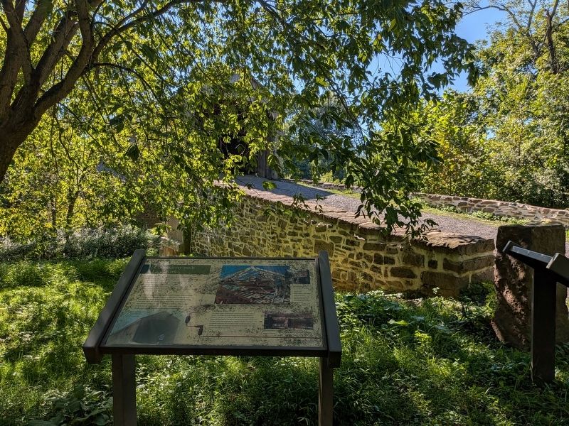 Marker (at right) in front of Schofield Ford Covered Bridge. Click for full size. Marker (at right) in front of Schofield Ford Covered Bridge image. Click for full size.