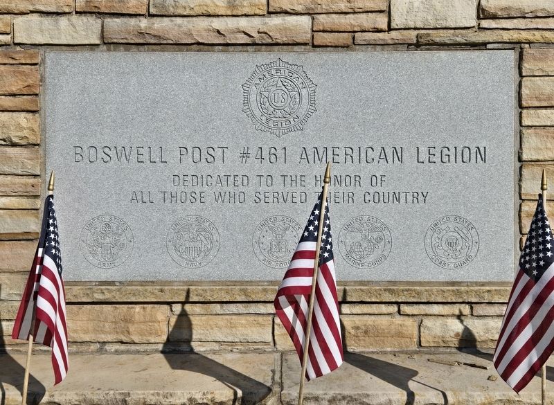 Boswell Legion Veterans Memorial. Click for full size. Boswell Legion Veterans Memorial image. Click for full size.