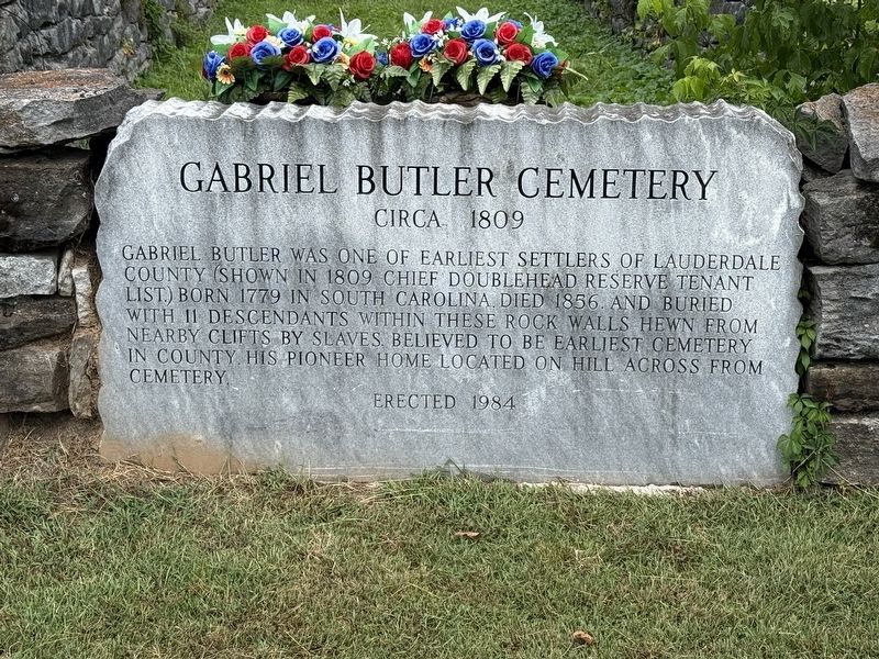 Gabriel Butler Cemetery Marker. Click for full size. Gabriel Butler Cemetery Marker image. Click for full size.