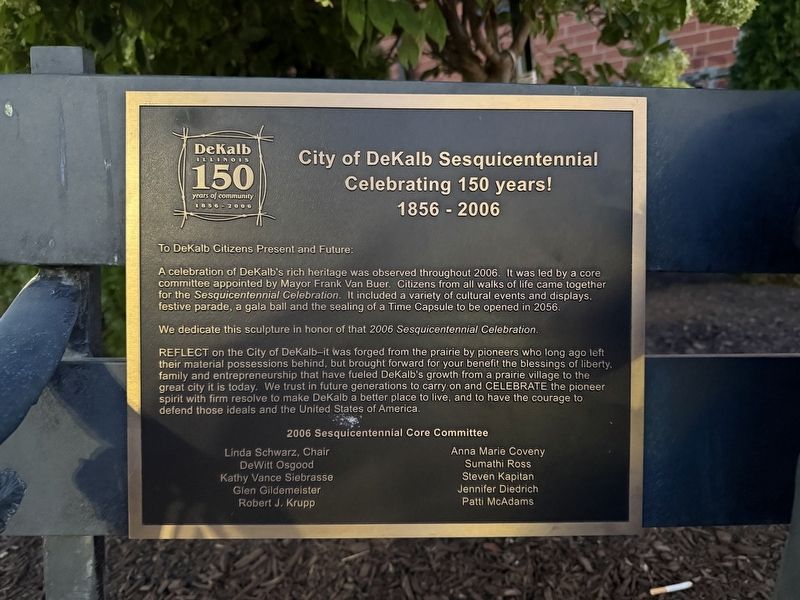 City of DeKalb Sesquicentennial Marker. Click for full size. City of DeKalb Sesquicentennial Marker image. Click for full size.