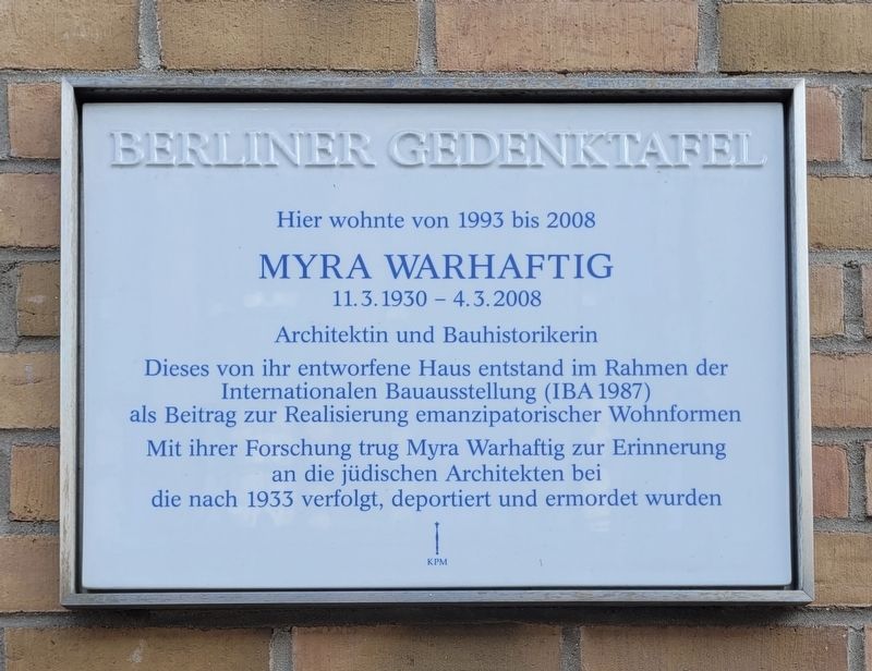 Myra Warhaftig Marker. Click for full size. Myra Warhaftig Marker image. Click for full size.