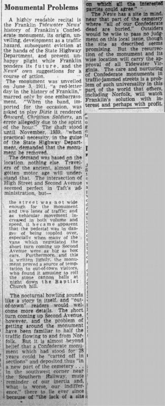 Norfolk <i>Virginian-Pilot</i> Monument History Article image. Click for full size.