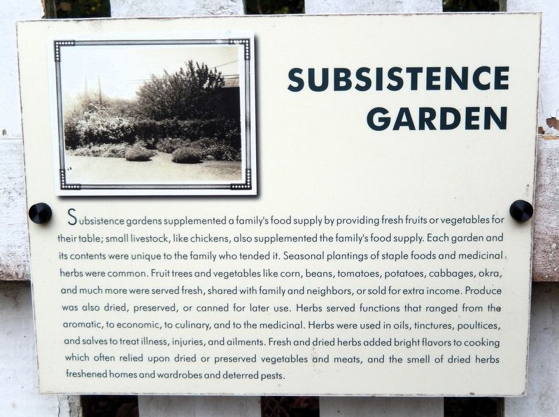 Subsistence Garden Marker. Click for full size. Subsistence Garden Marker image. Click for full size.