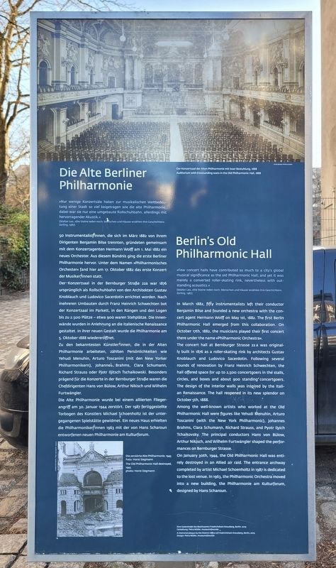 Die Alte Berliner Philharmonie / Berlin�s Old Philharmonic Hall Marker image. Click for full size.