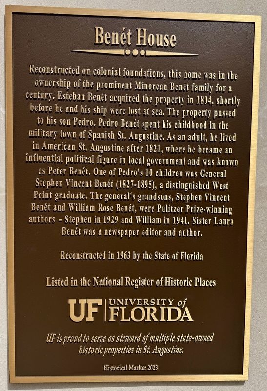 Bénet House Marker. Click for full size. Bénet House Marker image. Click for full size.