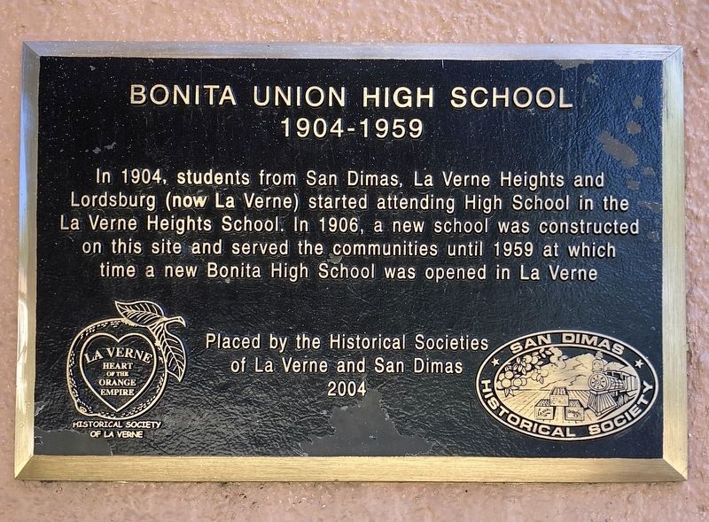 Bonita Union High School Marker. Click for full size. Bonita Union High School Marker image. Click for full size.