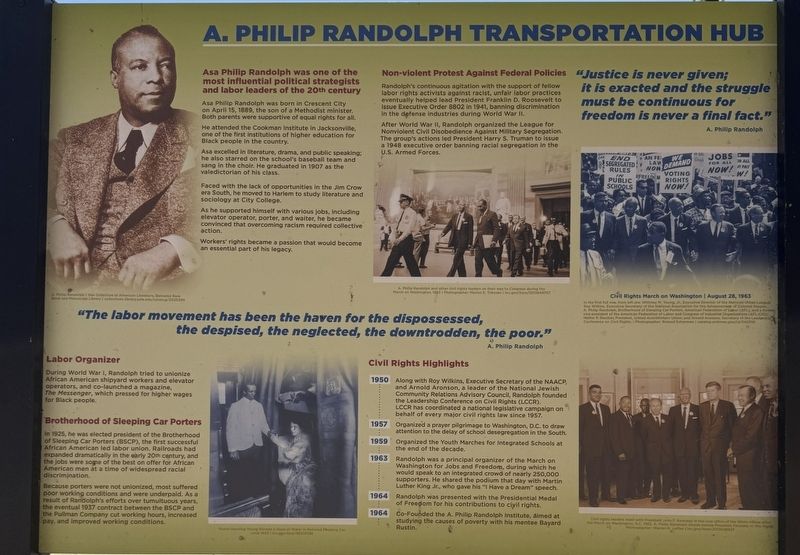 A. Phillip Randolph Transportation Hub Marker. Click for full size. A. Phillip Randolph Transportation Hub Marker image. Click for full size.