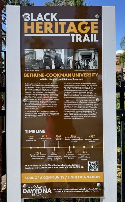 Bethune-Cookman University Marker. Click for full size. Bethune-Cookman University Marker image. Click for full size.