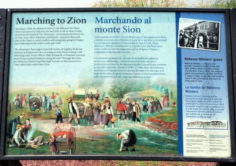 Marching to Zion/Marchando al monte Sion Marker. Click for full size. Marching to Zion/Marchando al monte Sion Marker image. Click for full size.