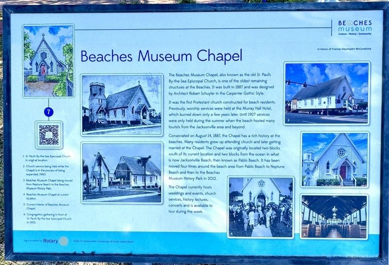 Beaches Museum Chapel Marker. Click for full size. Beaches Museum Chapel Marker image. Click for full size.