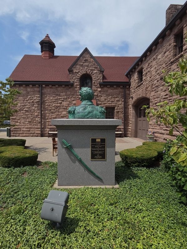 Commodore Oliver Hazard Perry plaque. Hagen History Center in background. Click for full size. Commodore Oliver Hazard Perry plaque. Hagen History Center in background image. Click for full size.