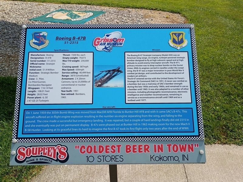 Boeing B-47B Marker. Click for full size. Boeing B-47B Marker image. Click for full size.