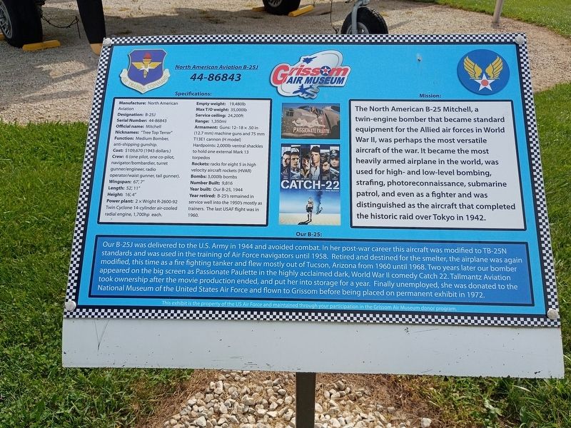 North American Aviation B-25J Marker. Click for full size. North American Aviation B-25J Marker image. Click for full size.