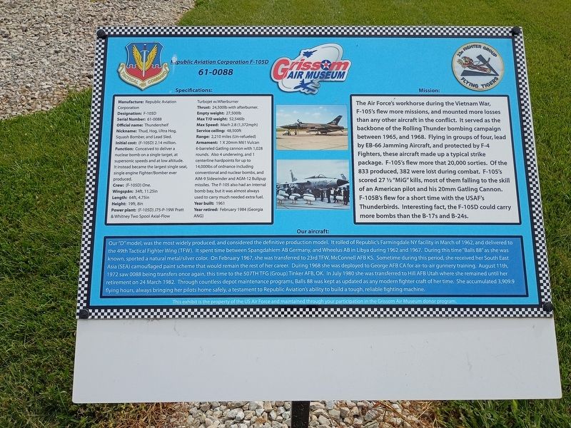 Republic Aviation Corporation F-105D Marker. Click for full size. Republic Aviation Corporation F-105D Marker image. Click for full size.