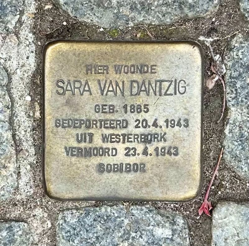 Sara van Dantzig stolperstein. Click for full size. Sara van Dantzig stolperstein image. Click for full size.