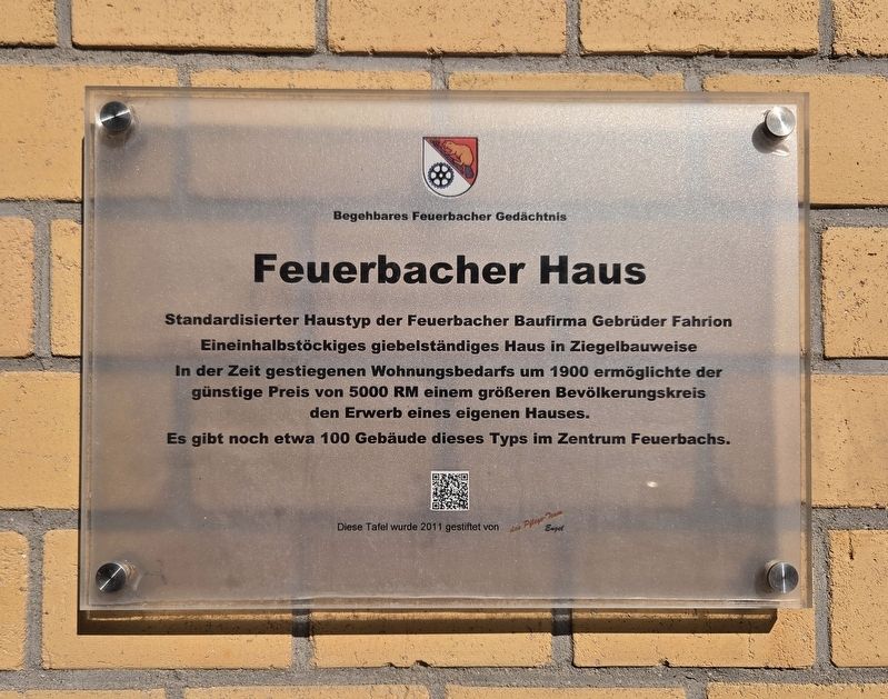 Feuerbacher Haus / Feuerbach House Marker. Click for full size. Feuerbacher Haus / Feuerbach House Marker image. Click for full size.