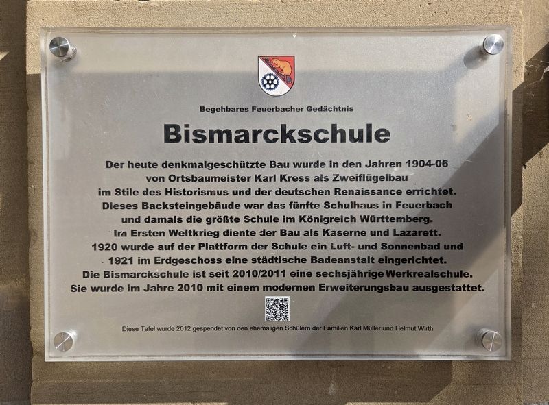 Bismarckschule / Bismarck School Marker. Click for full size. Bismarckschule / Bismarck School Marker image. Click for full size.