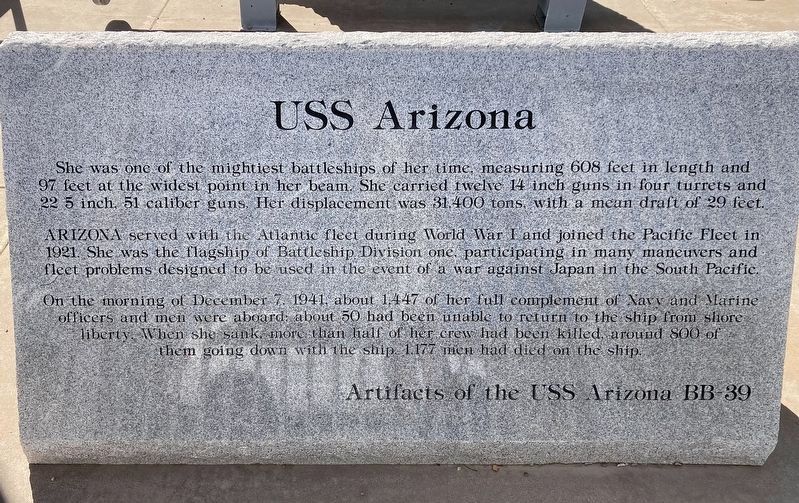 USS Arizona Marker. Click for full size. USS Arizona Marker image. Click for full size.