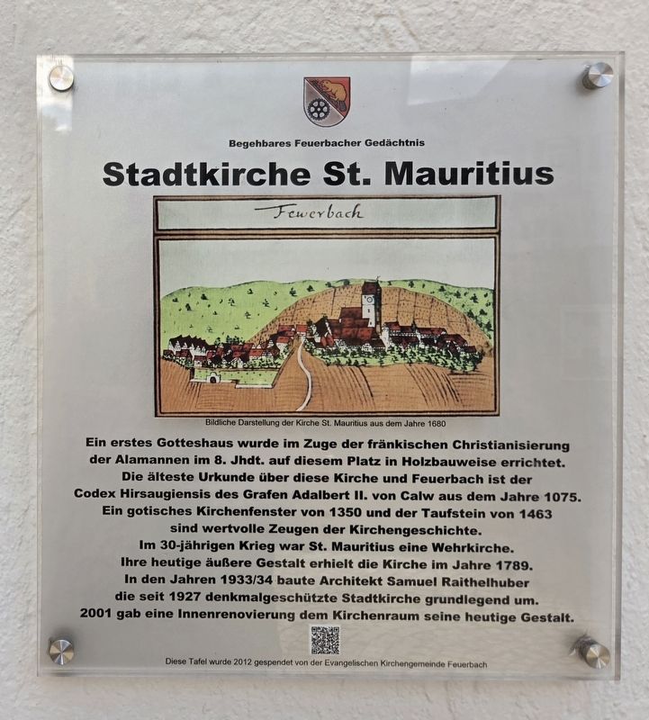 Stadtkirche St. Mauritius / St. Mauritius Town Church Marker. Click for full size. Stadtkirche St. Mauritius / St. Mauritius Town Church Marker image. Click for full size.