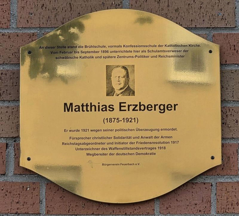Matthias Erzberger Marker. Click for full size. Matthias Erzberger Marker image. Click for full size.