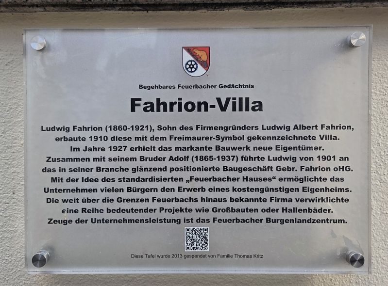 Fahrion-Villa Marker. Click for full size. Fahrion-Villa Marker image. Click for full size.