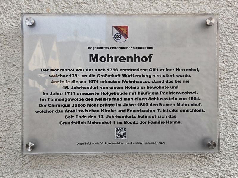Mohrenhof / Mohrenhof Estate Marker. Click for full size. Mohrenhof / Mohrenhof Estate Marker image. Click for full size.