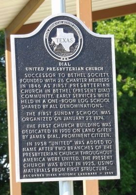 Dial United Presbyterian Church Marker. Click for full size. Dial United Presbyterian Church Marker image. Click for full size.