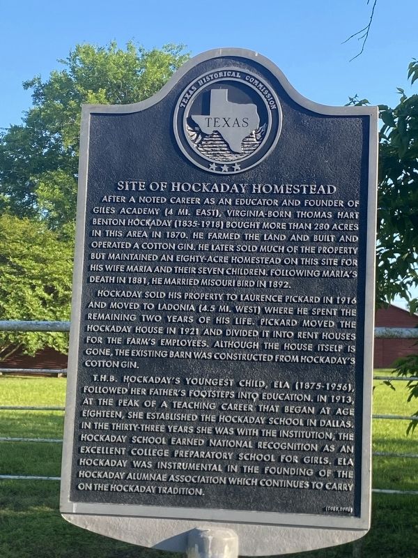 Site of Hockaday Homestead Marker. Click for full size. Site of Hockaday Homestead Marker image. Click for full size.