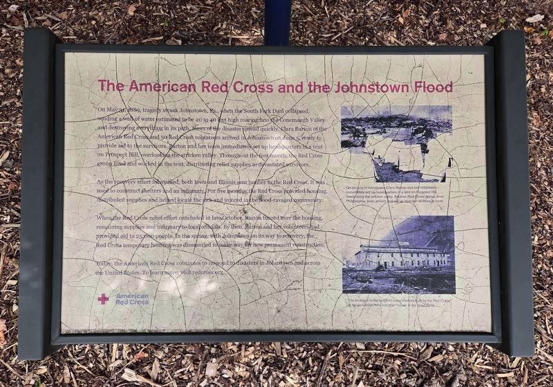 American Red Cross and Johnstown Flood sign. Click for full size. American Red Cross and Johnstown Flood sign image. Click for full size.