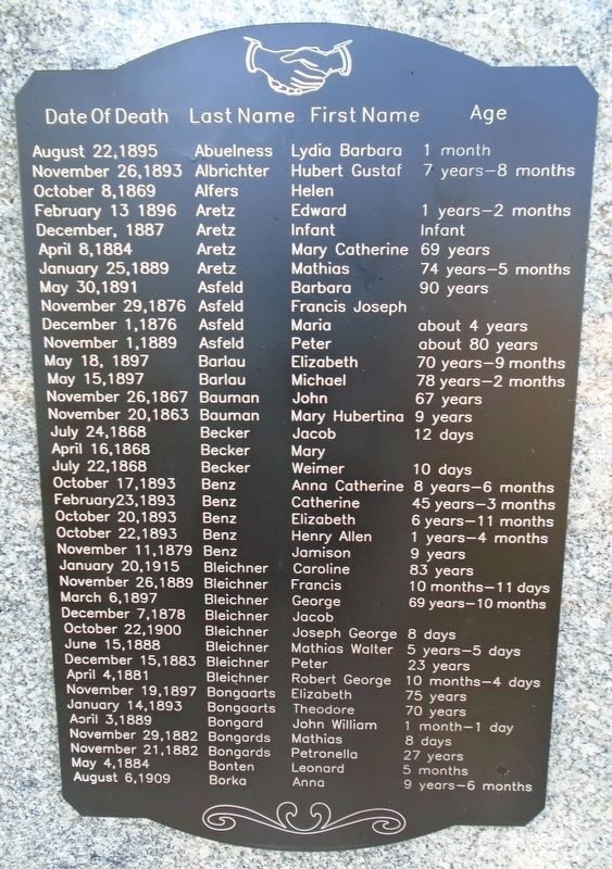 St. Bernard Catholic Church Cemetery Deceased Marker 1. Click for full size. St. Bernard Catholic Church Cemetery Deceased Marker 1 image. Click for full size.