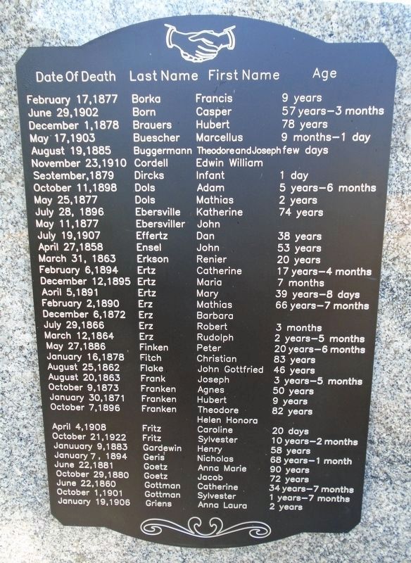 St. Bernard Catholic Church Cemetery Deceased Marker 2. Click for full size. St. Bernard Catholic Church Cemetery Deceased Marker 2 image. Click for full size.