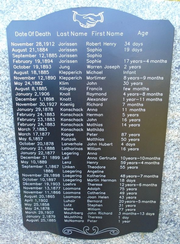 St. Bernard Catholic Church Cemetery Deceased Marker 5. Click for full size. St. Bernard Catholic Church Cemetery Deceased Marker 5 image. Click for full size.