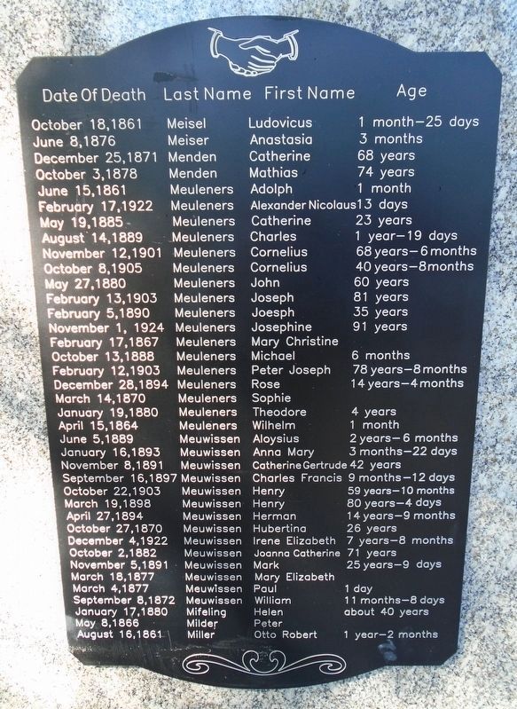 St. Bernard Catholic Church Cemetery Deceased Marker 6. Click for full size. St. Bernard Catholic Church Cemetery Deceased Marker 6 image. Click for full size.