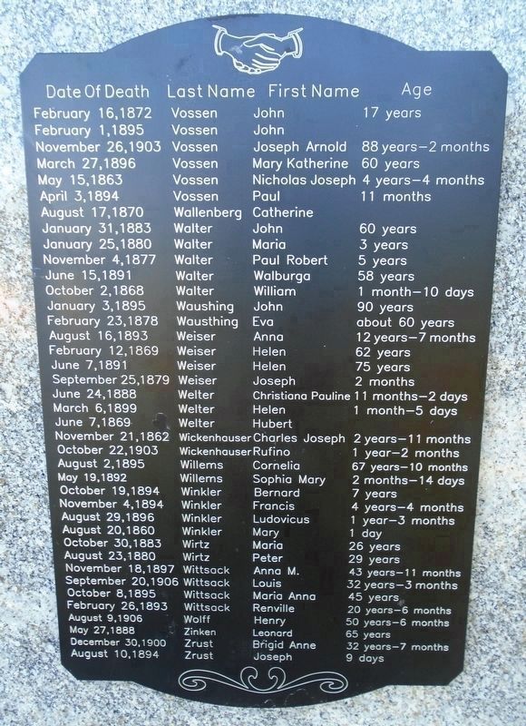 St. Bernard Catholic Church Cemetery Deceased Marker 11. Click for full size. St. Bernard Catholic Church Cemetery Deceased Marker 11 image. Click for full size.