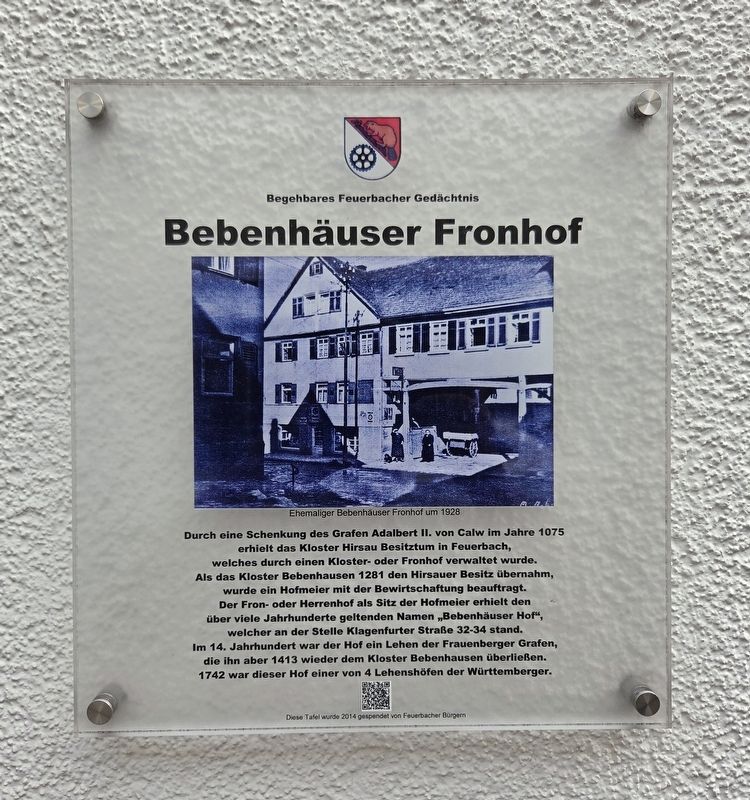 Bebenhäuser Fronhof / Bebenhausen Manorial Estate Marker. Click for full size. Bebenhäuser Fronhof / Bebenhausen Manorial Estate Marker image. Click for full size.