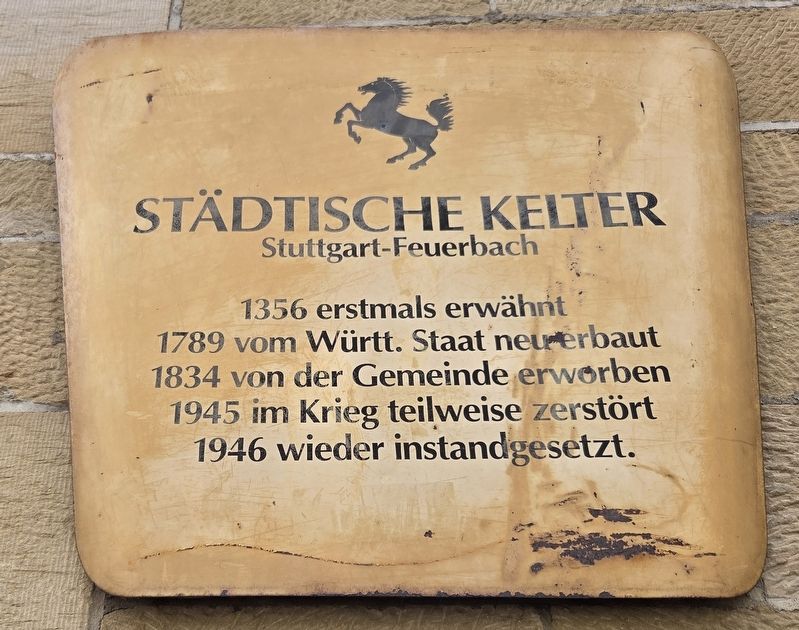 Städtische Kelter / Municipal Wine Press Marker. Click for full size. Städtische Kelter / Municipal Wine Press Marker image. Click for full size.
