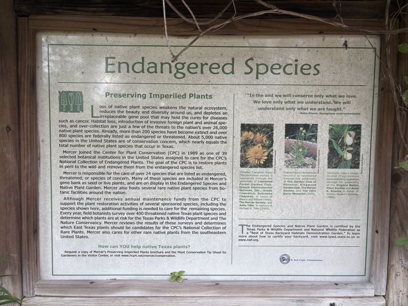 Endangered Species Marker. Click for full size. Endangered Species Marker image. Click for full size.