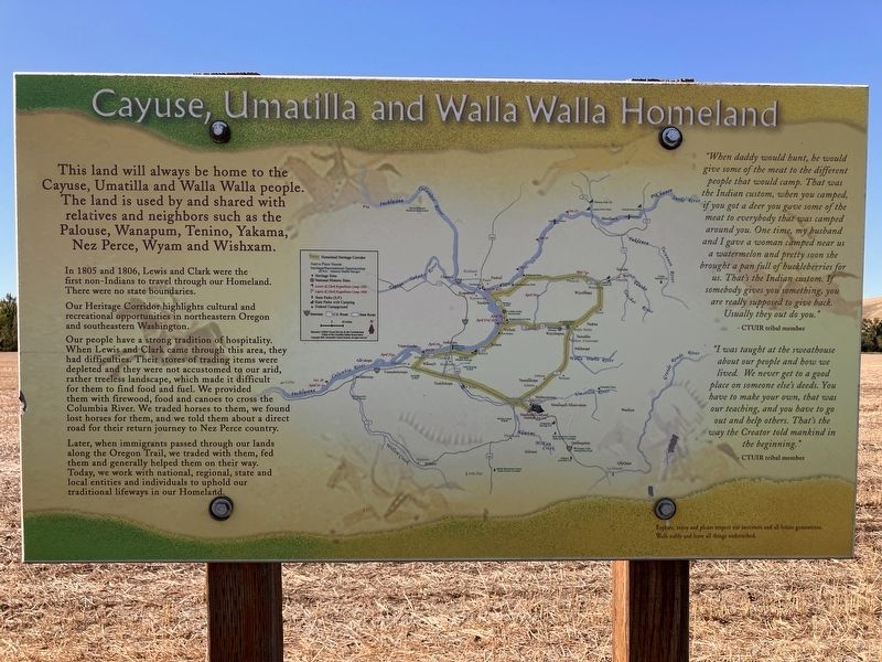 Cayuse, Umatilla, and Walla Walla Homeland Marker. Click for full size. Cayuse, Umatilla, and Walla Walla Homeland Marker image. Click for full size.