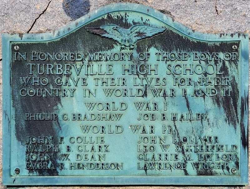 Turbeville World Wars Memorial Marker. Click for full size. Turbeville World Wars Memorial Marker image. Click for full size.