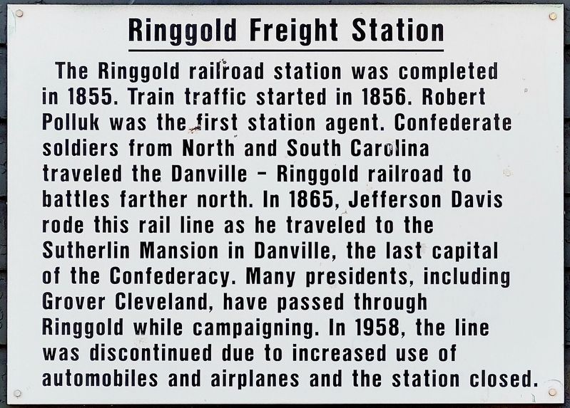 Ringgold Freight Station Marker. Click for full size. Ringgold Freight Station Marker image. Click for full size.