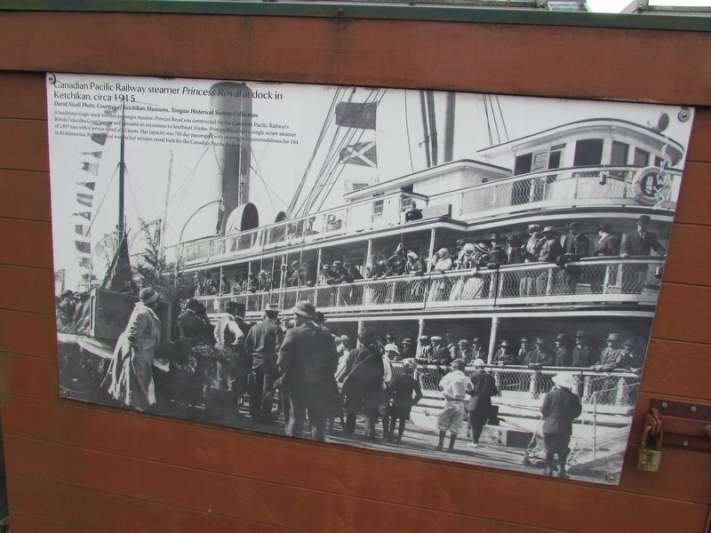 Steamships in Ketchikan Marker (Panel 3). Click for full size. Steamships in Ketchikan Marker (Panel 3) image. Click for full size.