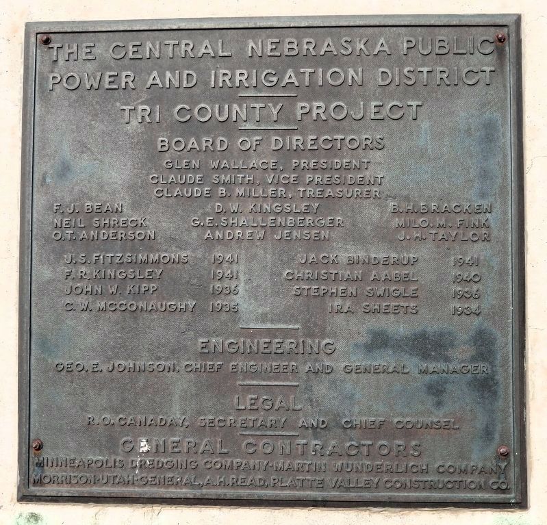 Central Nebraska Project (<i>bottom plaque</i>) image. Click for full size.