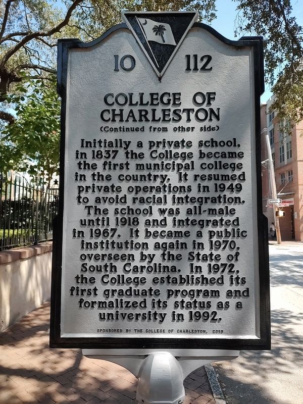 College of Charleston Marker. Click for full size. College of Charleston Marker image. Click for full size.