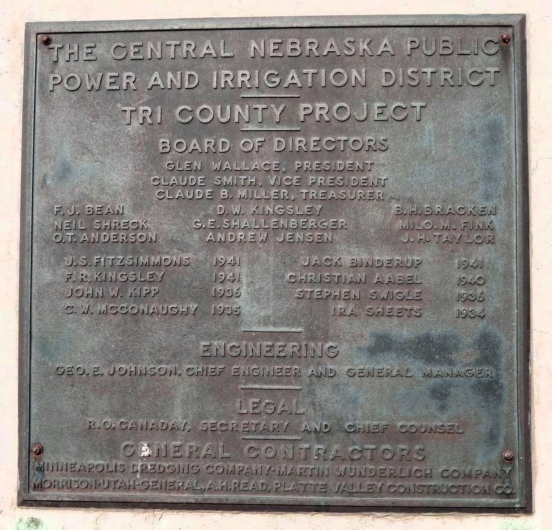 George P. Kingsley Dam Marker (<i>top plaque</i>) image. Click for full size.
